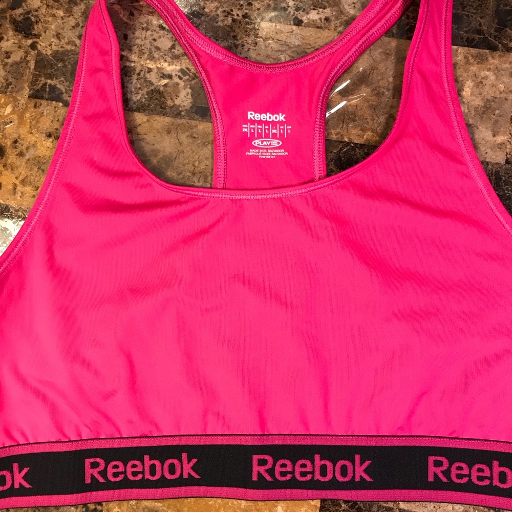 Reebok sports bra Large EUC pink racerback - Picture 2 of 13